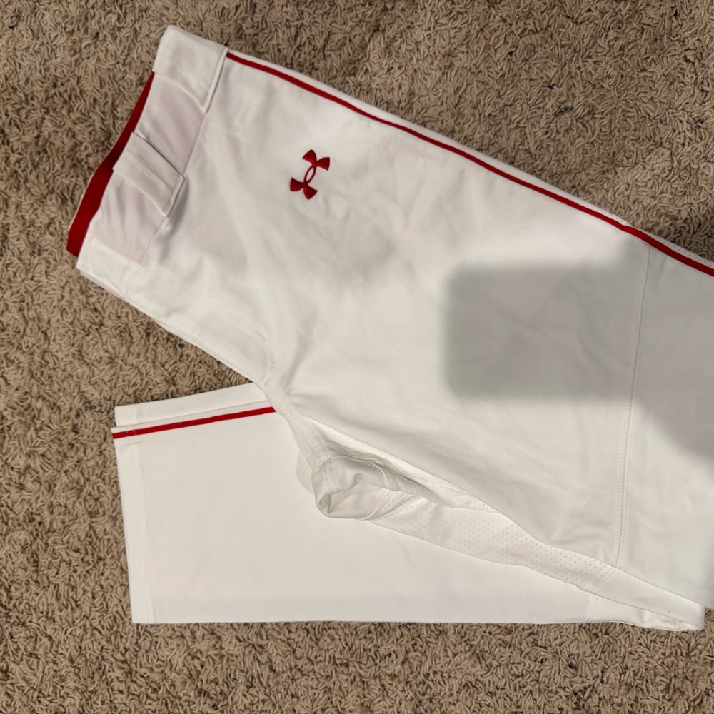 Under Armour White and Red Baseball Pants
